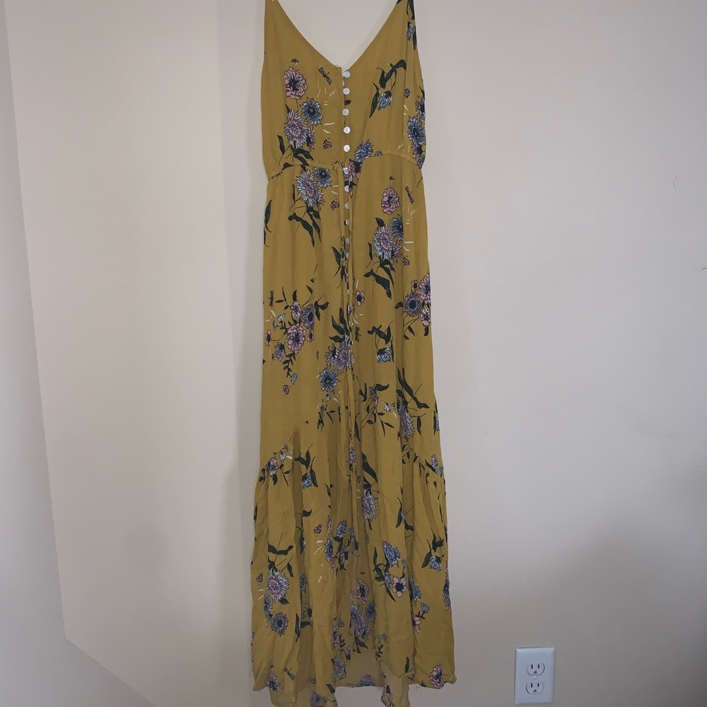 Yellow, floral, long dress